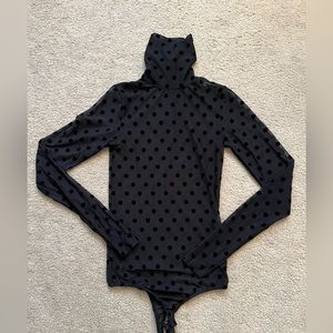 SHEER PILKA DOT TURTLE NECK BODYSUIT